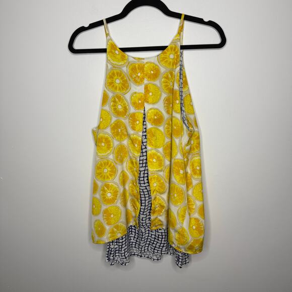 Porridge Womens Double Layer Split Back Lemon Top Size Large - Picture 2 of 9